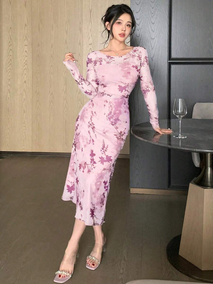 Joudiya Women Sexy Wrap Style Floral Mid-Length Dress, Spring/Summer