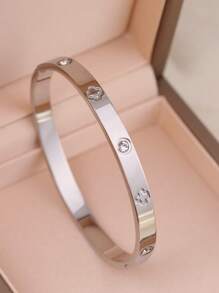 3pcs Fashion 18K Gold Plated Stainless Steel Four-Leaf Clover Nail Bracelet