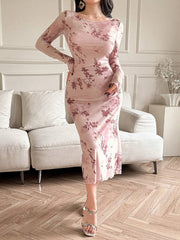 Joudiya Women Sexy Wrap Style Floral Mid-Length Dress, Spring/Summer