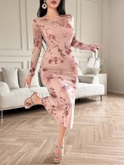 Joudiya Women Sexy Wrap Style Floral Mid-Length Dress, Spring/Summer