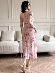 Joudiya Women Sexy Wrap Style Floral Mid-Length Dress, Spring/Summer