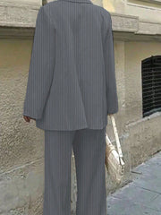 3pcs Women Spring/Summer Casual/Office Wear Striped Jacket, Vest And Pants Set