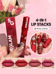 SHEGLAM Mega Lip Stacks 4 In 1 Creamy-Matte Brown Portable Travel Lipstick Kit