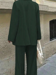 3pcs Women Spring/Summer Casual/Office Wear Striped Jacket, Vest And Pants Set