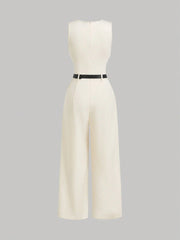 SHEIN MOD 1pc Women Pleated Jumpsuit With Belt, Casual Style