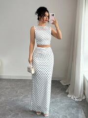 Rafferiza Women Elegant Leopard Print Sleeveless Tank And Mini Skirt 2 Pieces Set
