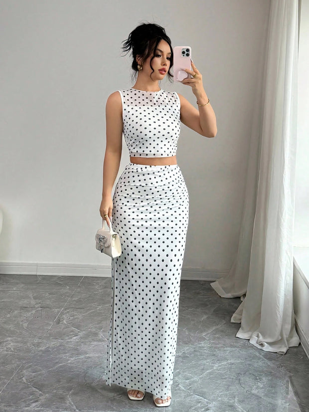 Rafferiza Women Elegant Leopard Print Sleeveless Tank And Mini Skirt 2 Pieces Set