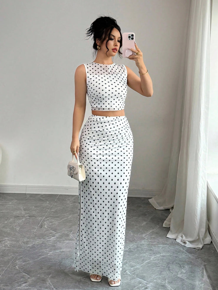 Rafferiza Women Elegant Leopard Print Sleeveless Tank And Mini Skirt 2 Pieces Set