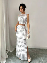 Rafferiza Women Elegant Leopard Print Sleeveless Tank And Mini Skirt 2 Pieces Set