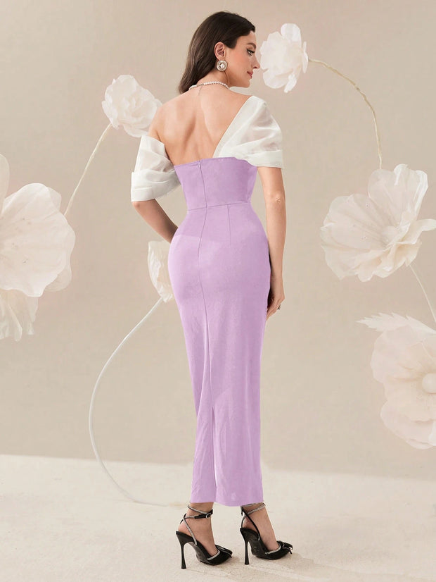 Modelyn  Elegant Color Block Splice Women's Summer Long Dress