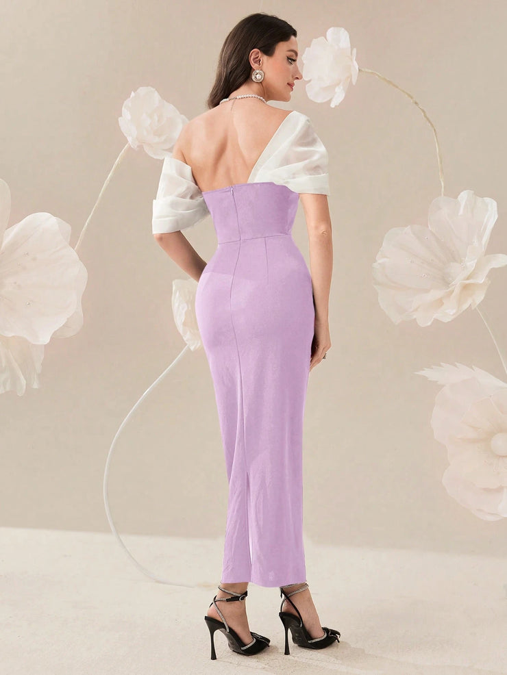Modelyn  Elegant Color Block Splice Women's Summer Long Dress