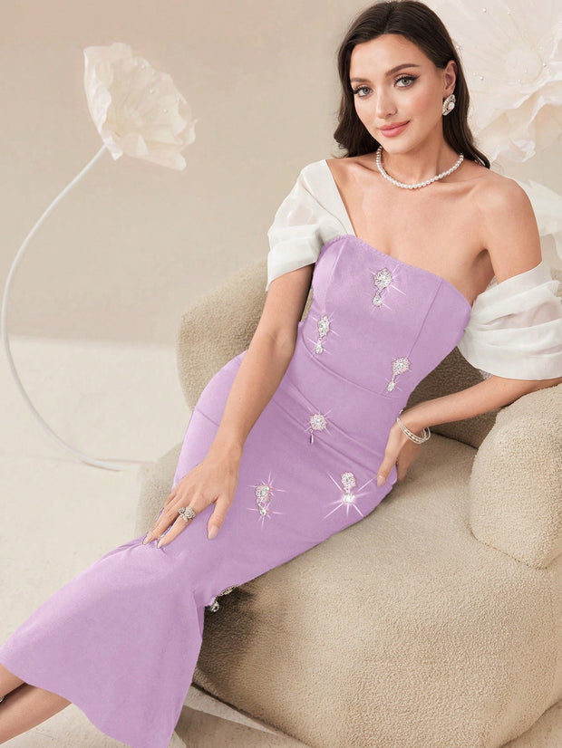 Modelyn  Elegant Color Block Splice Women's Summer Long Dress