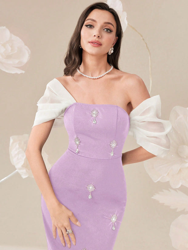 Modelyn  Elegant Color Block Splice Women's Summer Long Dress