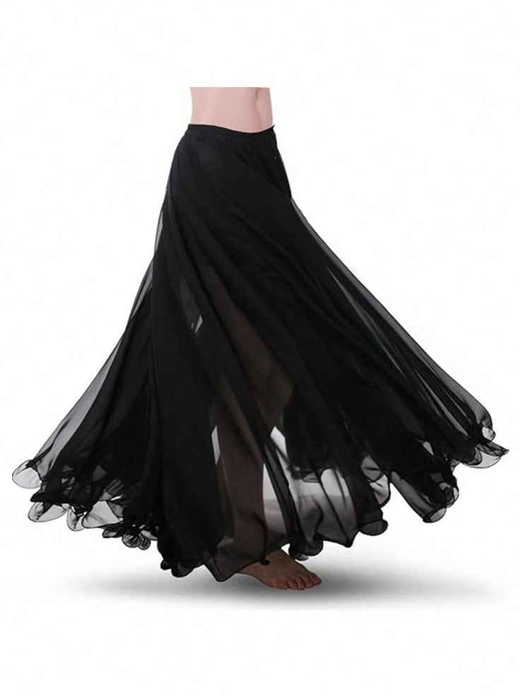 1pc Girls Long Full Circle Dance Skirt
