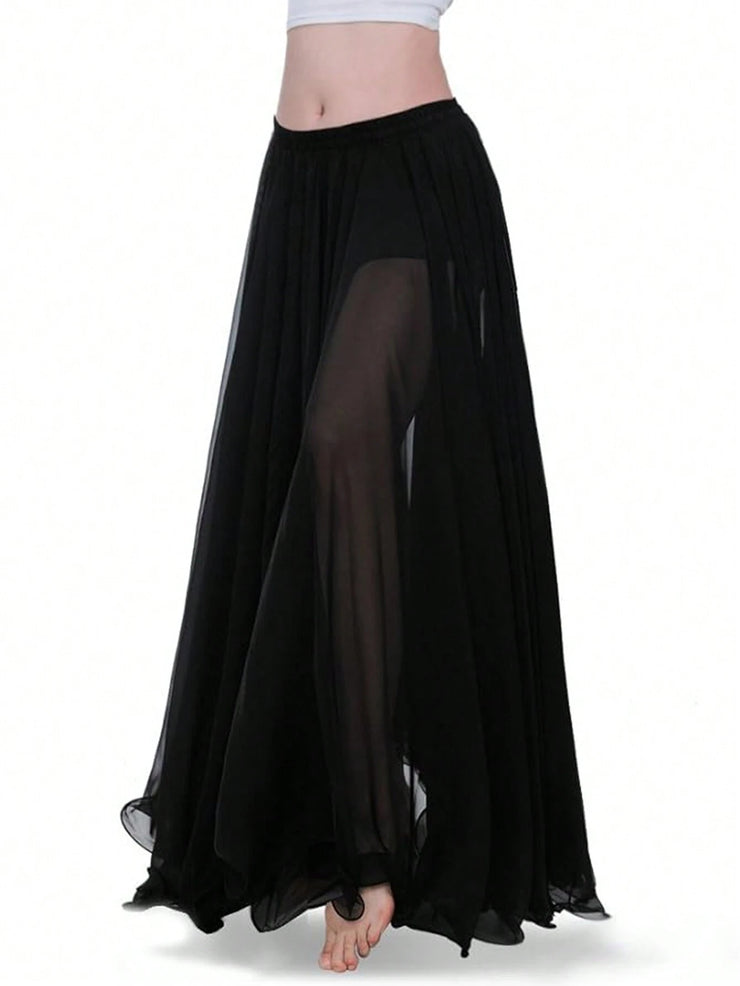 1pc Girls Long Full Circle Dance Skirt