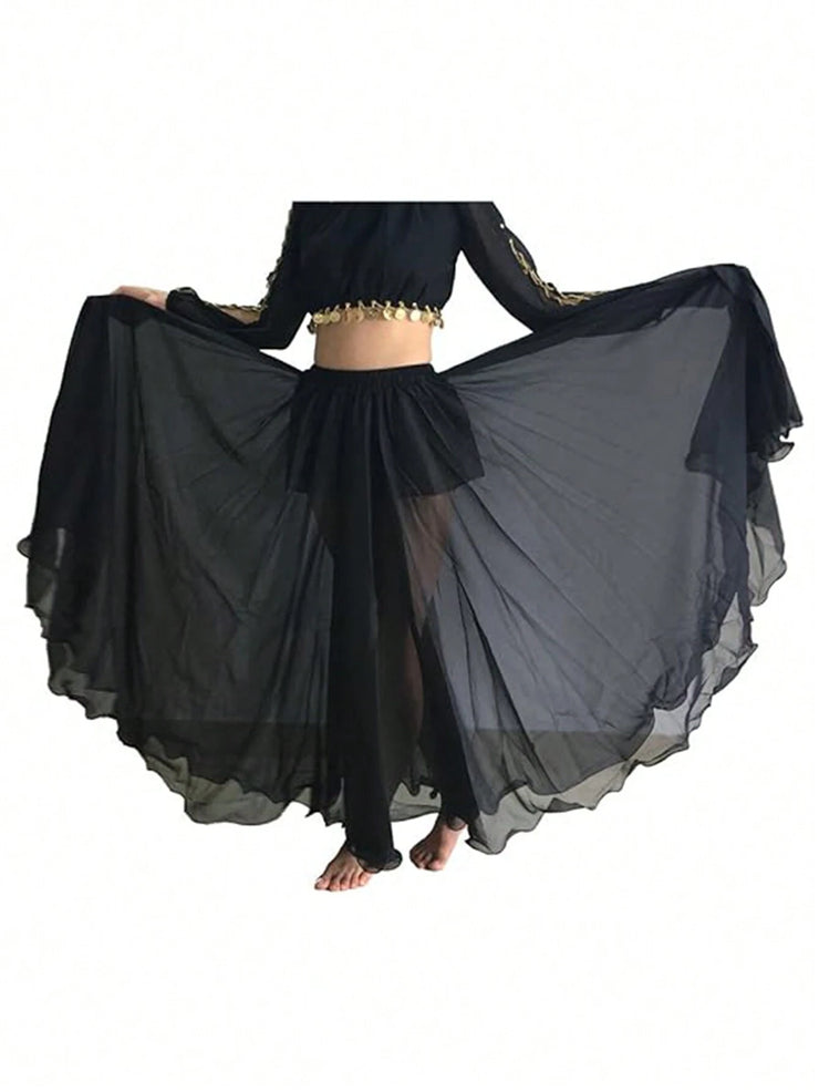 1pc Girls Long Full Circle Dance Skirt
