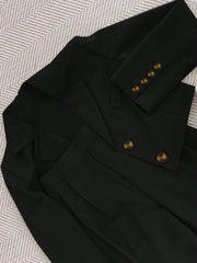 Women's Lightweight Fashion Casual Commute Solid Color Cropped Long Sleeve Blazer And Pants 2 Pieces Set