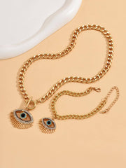 2pcs/set Fashionable Zinc Alloy Rhinestone Eye Decor Jewelry Set