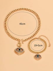 2pcs/set Fashionable Zinc Alloy Rhinestone Eye Decor Jewelry Set