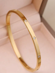 3pcs Fashion 18K Gold Plated Stainless Steel Four-Leaf Clover Nail Bracelet