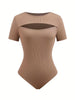 Women's Spring/Summer Casual Pleated Hollow-Out Short-Sleeve Drawstring Pants Set
