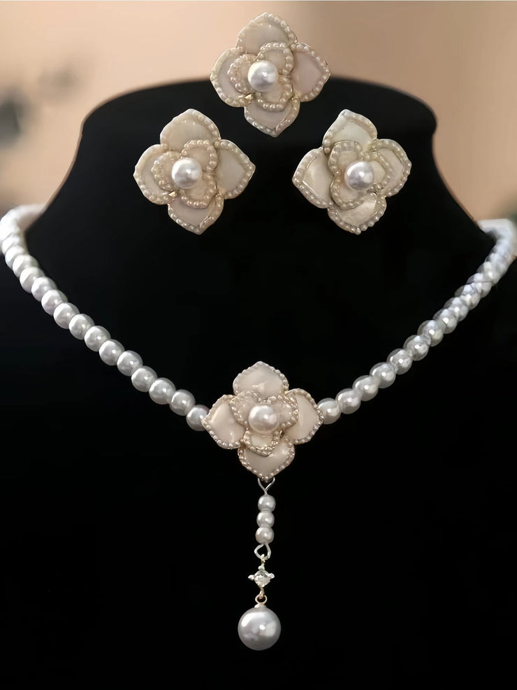 4pcs/Set Elegant Vintage Faux Pearl Necklace Set