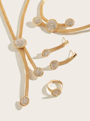 5pcs/Set Graduation Style Jewelry Set For Women, With Net Chain & Rhinestone Decoration