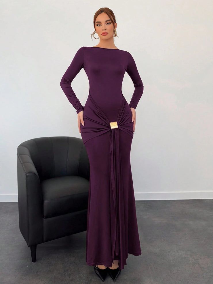 Aloruh Autumn/Winter New Arrival Marl Long Dress,Fall Wedding Guest Dress