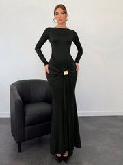 Aloruh Autumn/Winter New Arrival Marl Long Dress,Fall Wedding Guest Dress