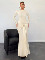 Aloruh Autumn/Winter New Arrival Marl Long Dress,Fall Wedding Guest Dress