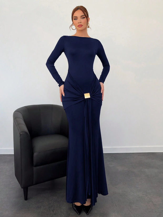 Aloruh Autumn/Winter New Arrival Marl Long Dress,Fall Wedding Guest Dress