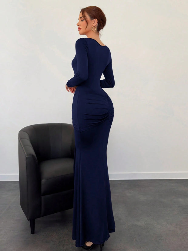 Aloruh Autumn/Winter New Arrival Marl Long Dress,Fall Wedding Guest Dress