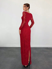 Aloruh Women's New Sexy Corset Collar Slim Fitted Floor Length  Dress
