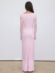 Aloruh Women's New Sexy Corset Collar Slim Fitted Floor Length  Dress