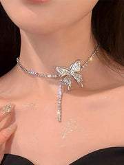 CVNANA 1pc Eye-Catching Y2K-Inspired Butterfly Tassel Choker