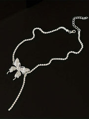 CVNANA 1pc Eye-Catching Y2K-Inspired Butterfly Tassel Choker
