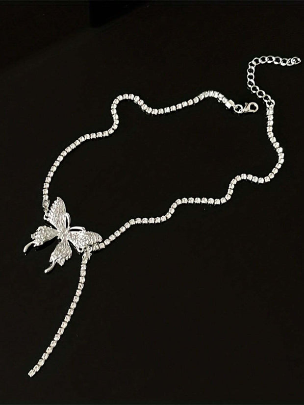 CVNANA 1pc Eye-Catching Y2K-Inspired Butterfly Tassel Choker