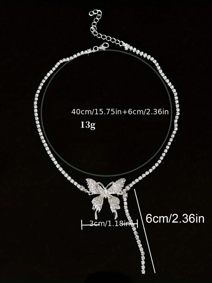 CVNANA 1pc Eye-Catching Y2K-Inspired Butterfly Tassel Choker