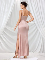 Coutiva Long Rhinestone Decor Illusion Women's Evening Formal Gown, Party Dress, For Wedding Guest