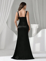 Coutiva Women's Elegant Romantic High Slit Formal Evening Gown