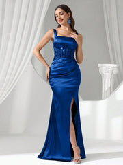 Coutiva Women's Elegant Romantic High Slit Formal Evening Gown