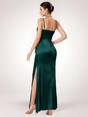 Coutiva Women Rhinestone Embellished Sheer Black Long Evening Gown
