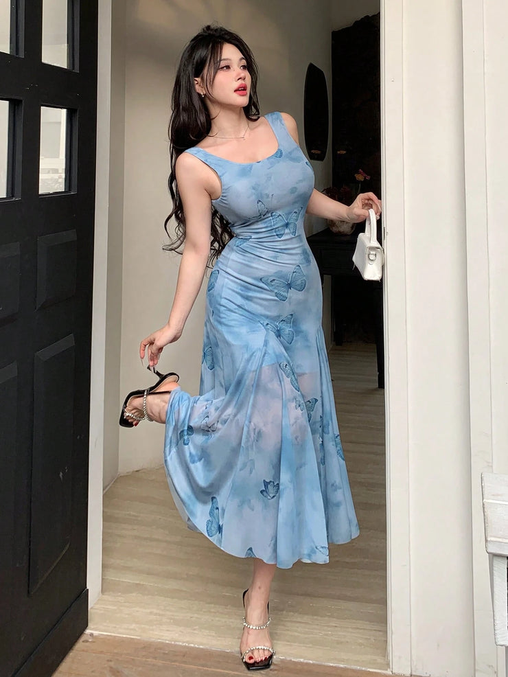 DAZY 1pc Floral Print Women Long Slip Dress Sundress