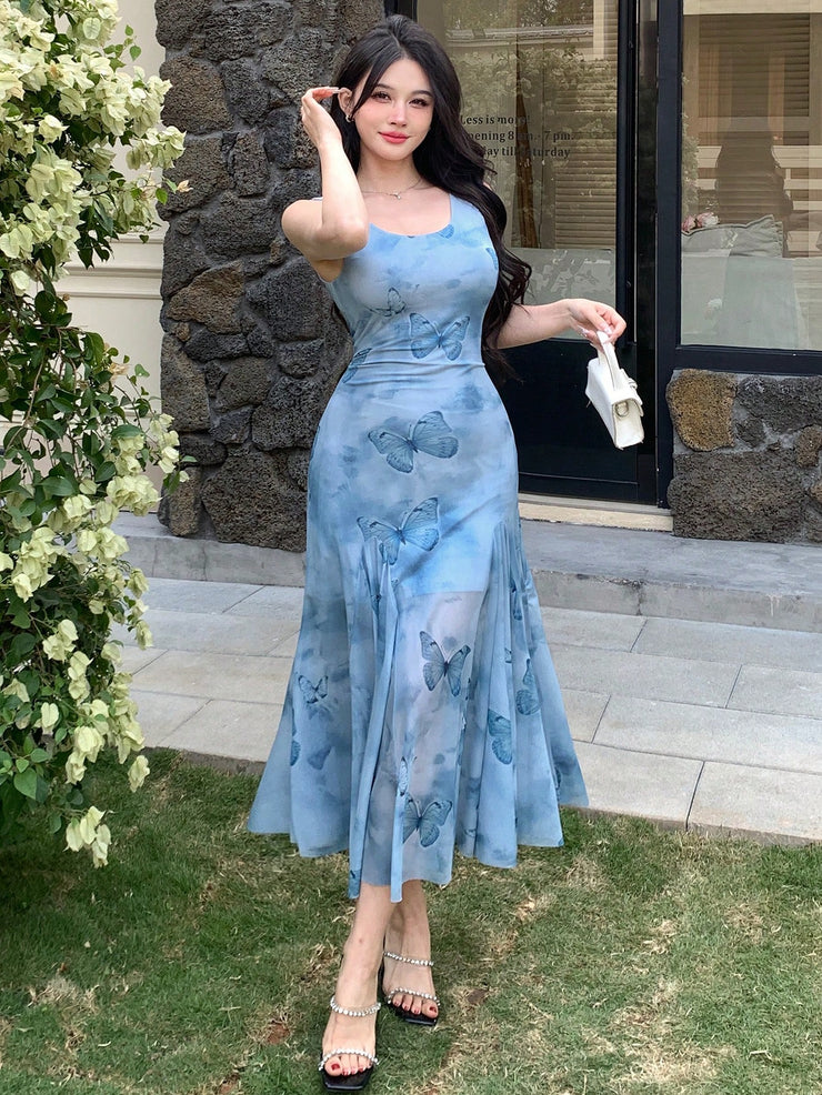 DAZY 1pc Floral Print Women Long Slip Dress Sundress
