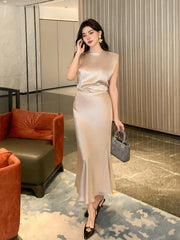 DAZY 2pcs Women Sleeveless Top And Skirt Set