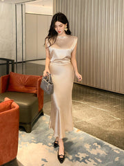 DAZY 2pcs Women Sleeveless Top And Skirt Set