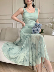 DAZY 1pc Floral Print Women Long Slip Dress Sundress