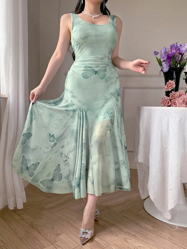 DAZY 1pc Floral Print Women Long Slip Dress Sundress