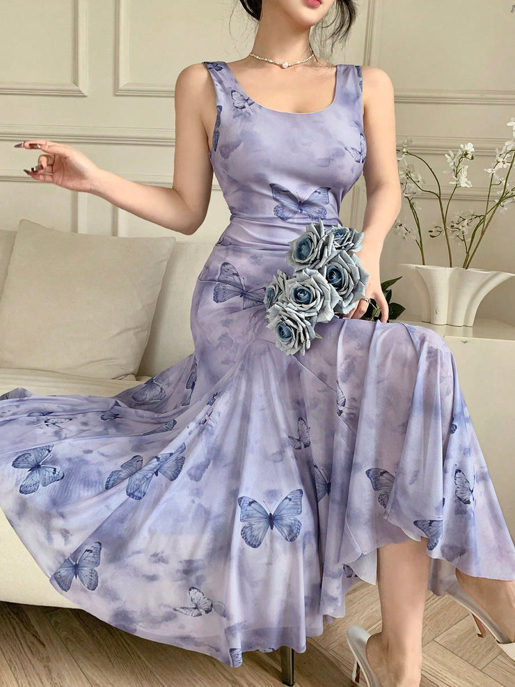 DAZY 1pc Floral Print Women Long Slip Dress Sundress