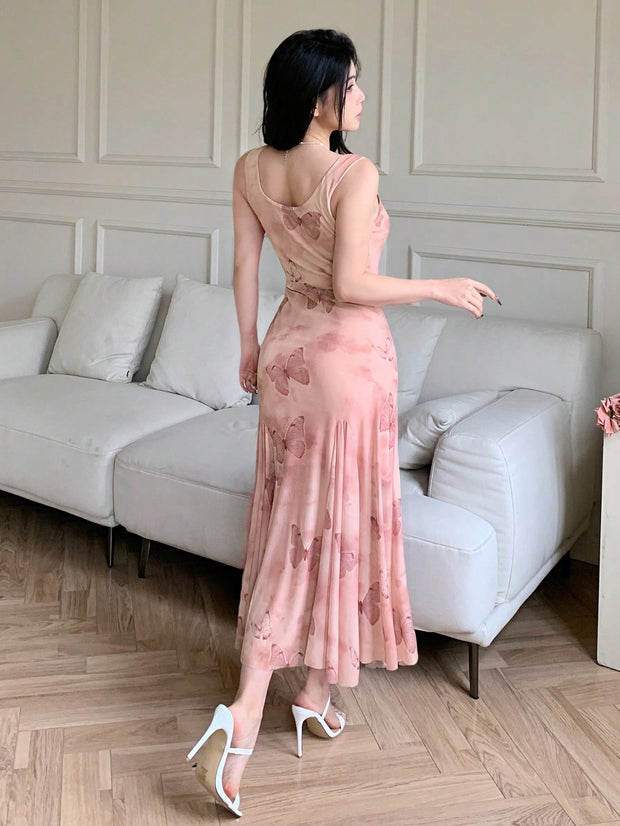 DAZY 1pc Floral Print Women Long Slip Dress Sundress